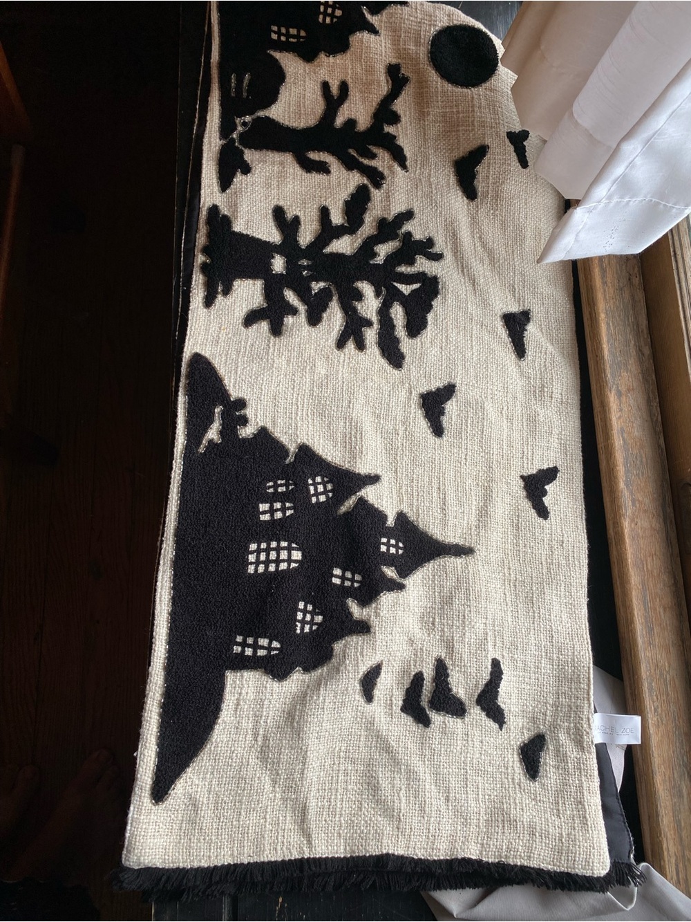Rachel Zoe Black and Cream Haunted House Table Runner